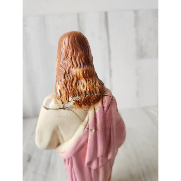 Vintage Jesus plaster AS IS heart statue figurine religious as is - Picture 5 of 9
